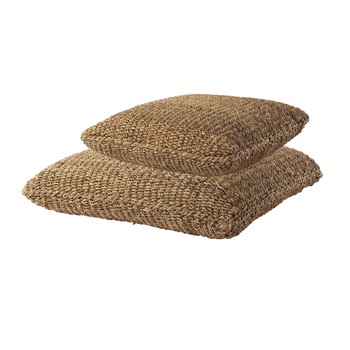 BENGALI 2 coussins tressés en fibres de coco 63 x 63 cm et 83 x 83 cm